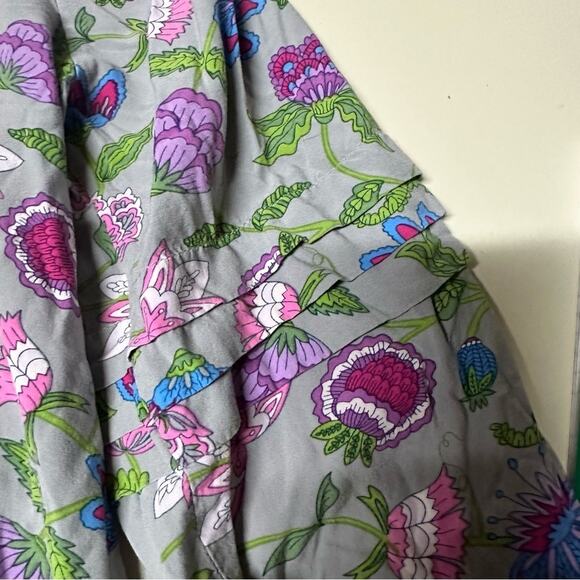 Matilda Jane Womens Floral 3/4 Sleeve Buttons Pockets Shirt Multicolored Size L - Picture 8 of 8